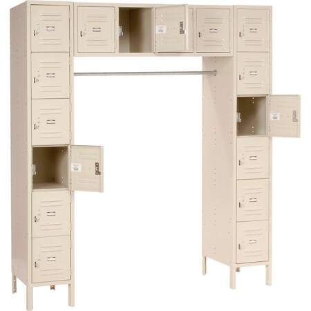 Global Industrial 16 Person Box Locker, 12W x 18D x 12H, Tan, Assembled 238235TN